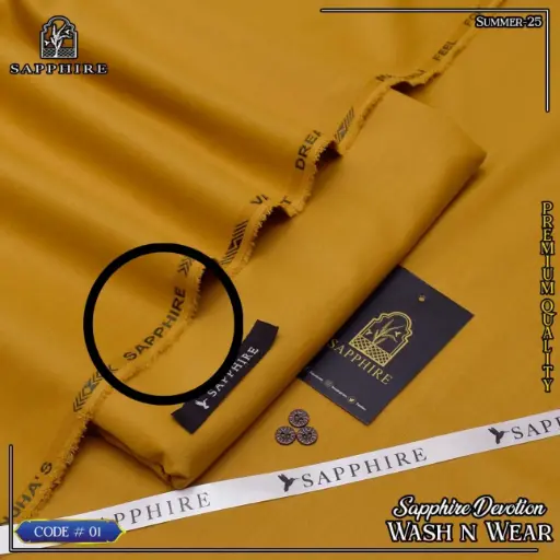 Brand SAPPHIRE 100% Pure Super Premium Fancy  thread wash&wear